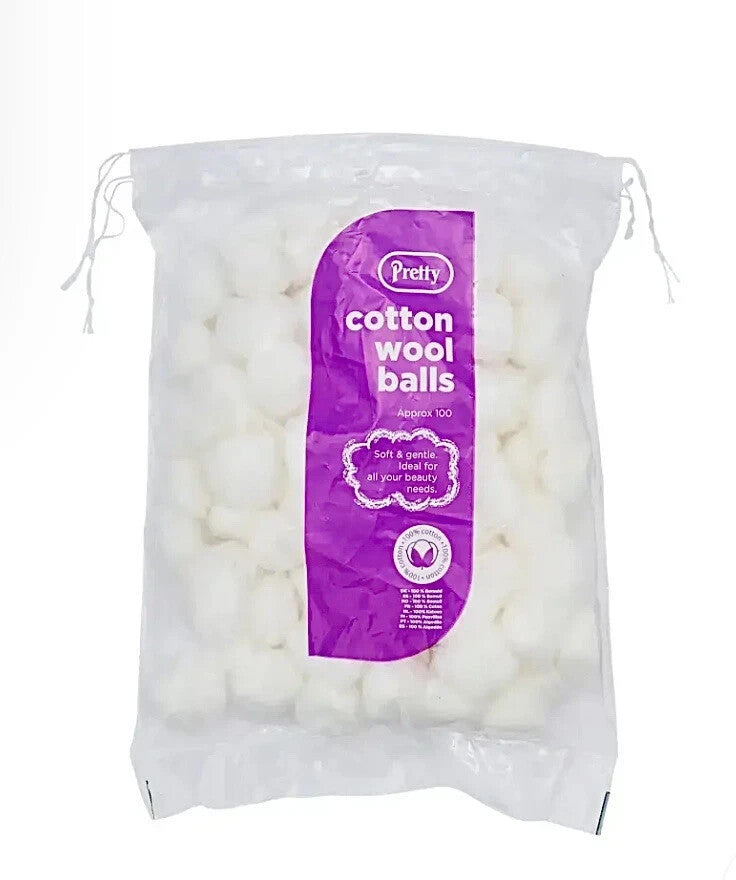 Pretty Cotton Wool Balls, 100pk - White